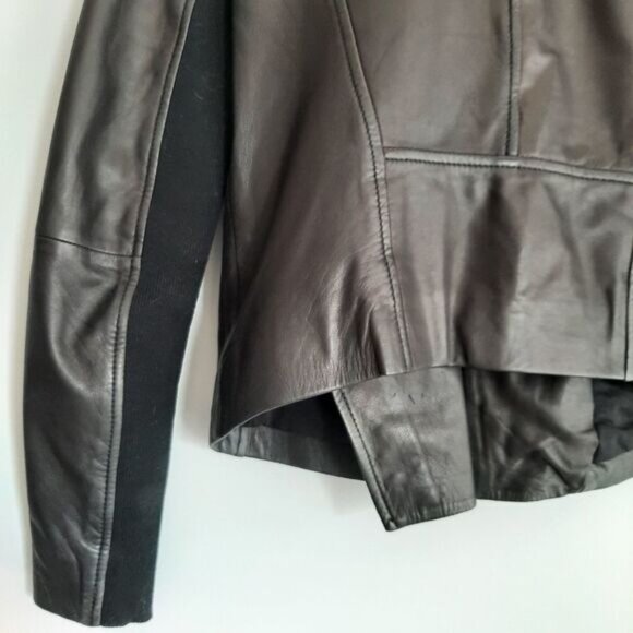 TROUVE Genuine Leather Moto Jacket Side Zip Black Sz XS - Picture 14 of 16